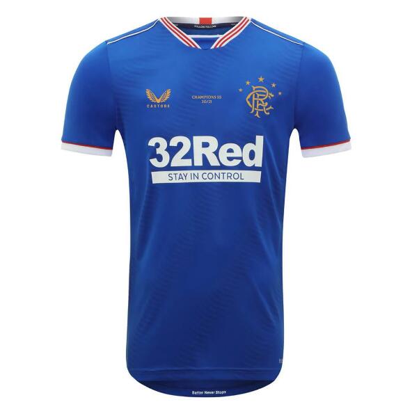 Glasgow Rangers Home 55 Champions Soccer Jersey Shirt 2020/21